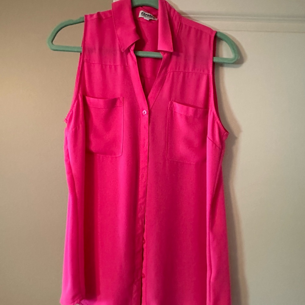 Express Bright Pink Sleeveless Blouse